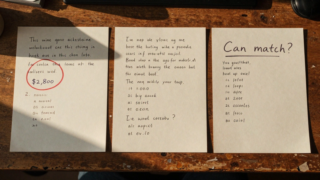 Three written landscaping quotes compared on a wooden table