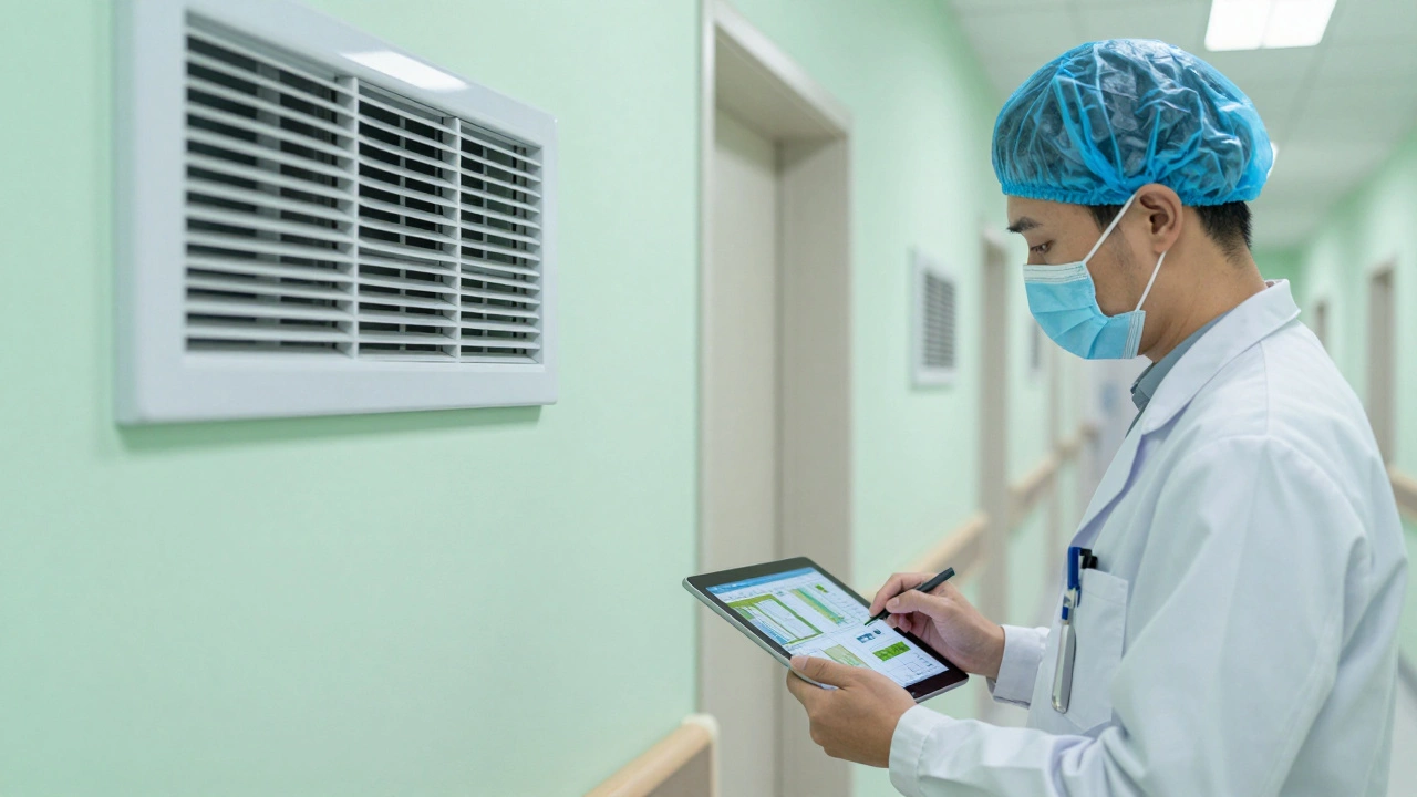 Hospital HVAC system ensuring clean air flow for patient safety.