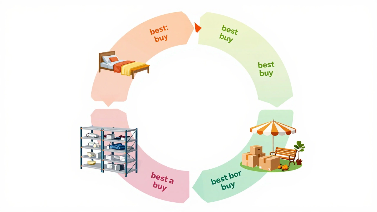 Conceptual illustration of seasonal furniture pricing cycles