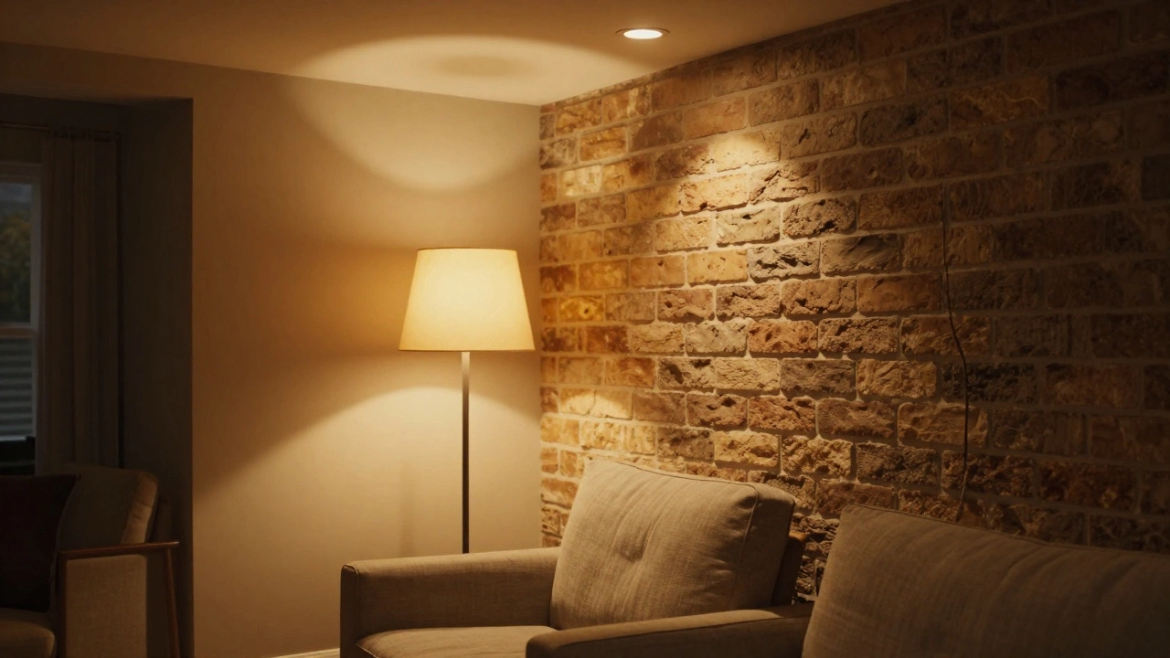 Cozy room illuminated by ambient, task, and accent lighting layers
