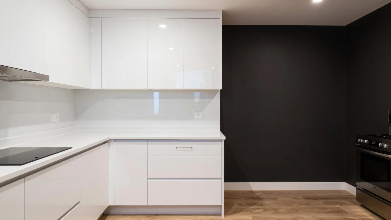 Comparison of bright white kitchen versus dark walled kitchen for resale value